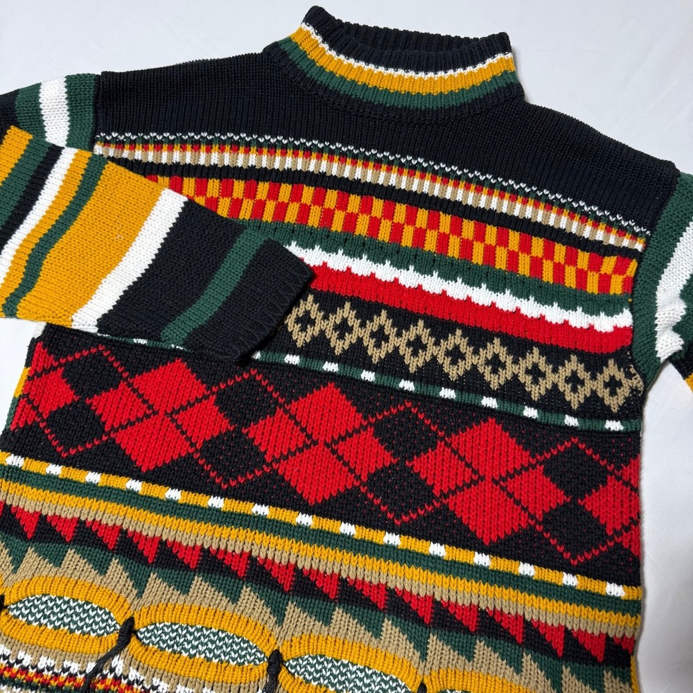 Vintage (90's) Ashley Hill 3D Striped Diamond Sweater Adult Size Large - Picture 1 of 6